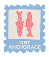 VisitAnchorage summer fish stamp salmon Sticker