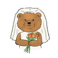 Bear Cub Wedding Sticker