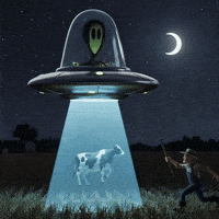 Flying Saucer Cow GIF by Lonely Aliens