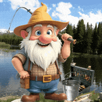 Gone Fishing Gnome GIF
