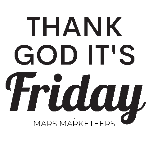 Happy Thank God Its Friday Sticker by Marsmarketeers