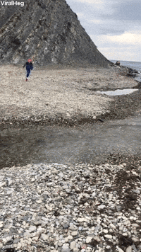 Creek Jump Attempt Ends with a Splash