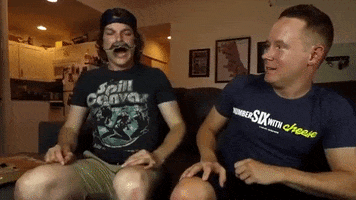 NumberSixWithCheese pizza mustache sean ely corey wagner GIF