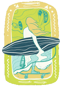 tendizajnstudio surfing surfinggirl Sticker
