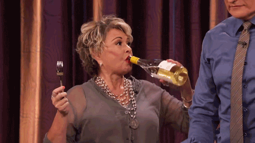 roseanne barr wine GIF by Team Coco