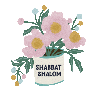 Shabbat Shalom Flowers Sticker