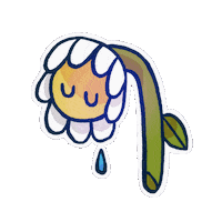 chloetheillustrator art sad flower crying Sticker