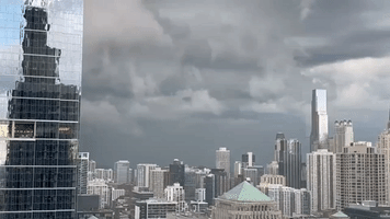 Gray Clouds Roll Through Chicago Skies During Stormy Weather