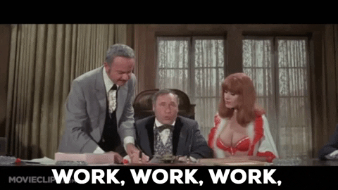 petesauber giphygifmaker mel brooks blazing saddles work work work GIF