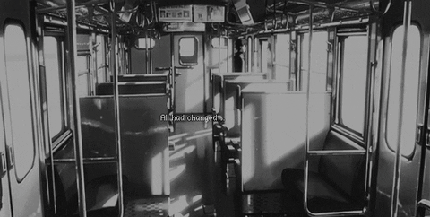 black and white train GIF
