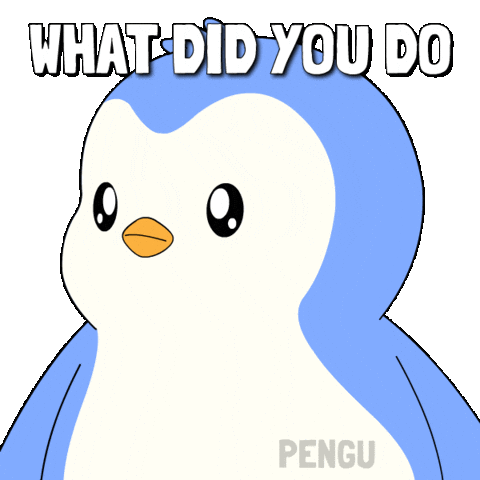 Surprised What The Hell Sticker by Pudgy Penguins