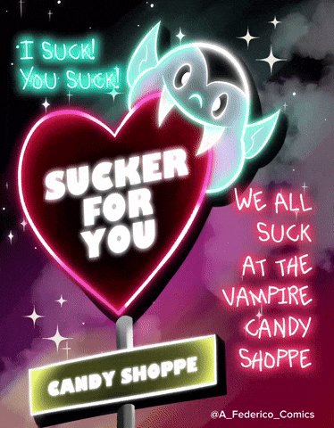 A_Federico_Comics heart neon candy vampire GIF