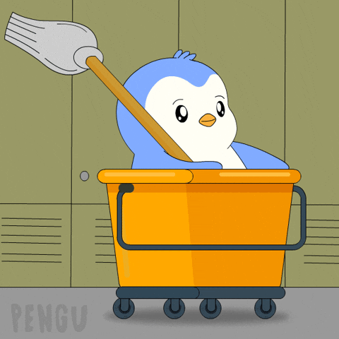 Penguin Cleaning GIF by Pudgy Penguins