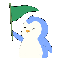 Happy Green Flag Sticker by Pudgy Penguins