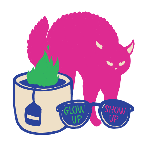 Black_Owl_Design cat design sunglasses glow Sticker