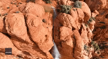 Drone Video Captures Rare Reverse Waterfall in South West Utah
