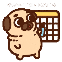 Save The Date Dog Sticker by Puglie Pug