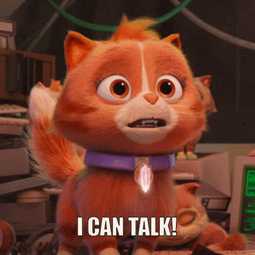 Gif of a cat saying 'I can talk. I have so much to say'