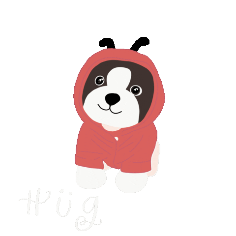 Calliglaiphy dog hugs care furbaby Sticker