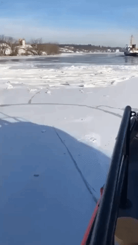 US Coast Guard Breaks Up Ice Along Maine's Penobscot River