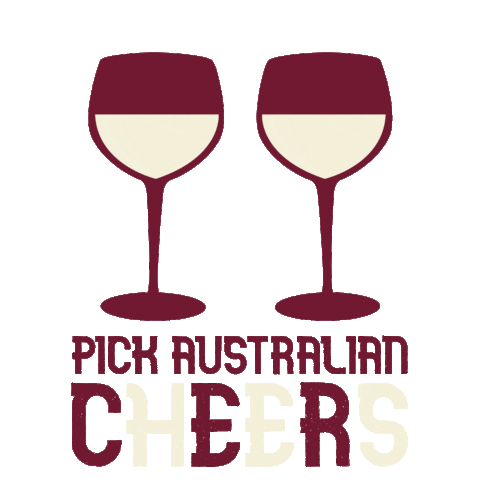 pickaustralianwine giphyupload cheers winetime wineglasses Sticker