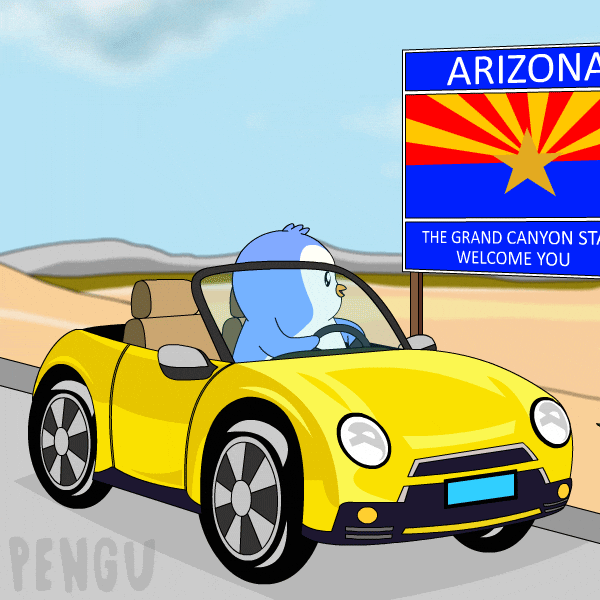 Travel Driving GIF by Pudgy Penguins