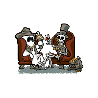ATWWDPodcast ghost skeleton on the rocks and thats why we drink Sticker
