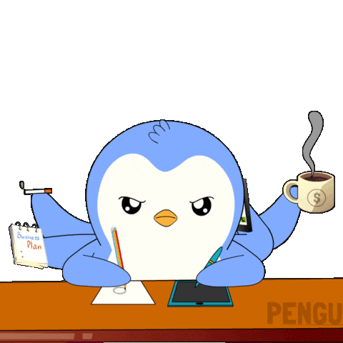 Getting Things Done Coffee Sticker by Pudgy Penguins