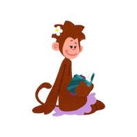 thisisteeandmo kids book monkey reading Sticker