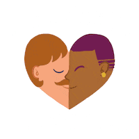 Digital art gif. Heart shape contains a scrolling image of several kissing couples of diverse races and sexual orientations over a transparent background. Text, “Marriage is about love, commitment, and family. Pass the Respect for Marriage Act.”