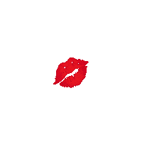 Sticker gif. Illustrated kissy-face lipstick stain pops out at us.