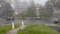 Cars Pelted With Rain During Severe Storm in Westfield, New Jersey