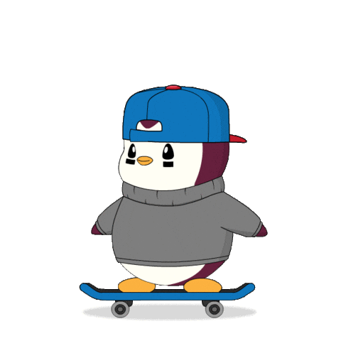 Skating On My Way Sticker by Pudgy Penguins