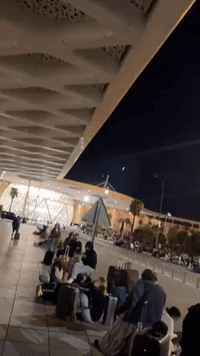 Travelers Throng Outside Marrakech Airport After Earthquake