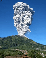 Merapi Volcano Emits Column of Volcanic Ash