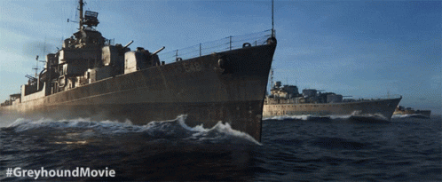 GreyhoundMovie giphyupload ocean waves boat GIF