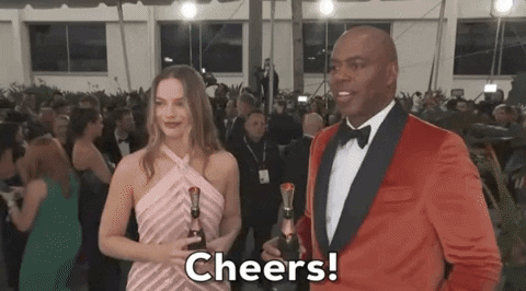 Margot Robbie Cheers GIF by Entertainment Tonight
