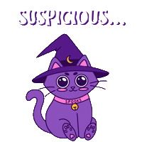 Suspicious Witch Sticker by Spooks The Cat