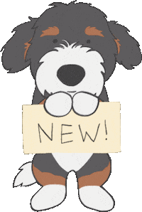 Bernedco happy dog excited new Sticker