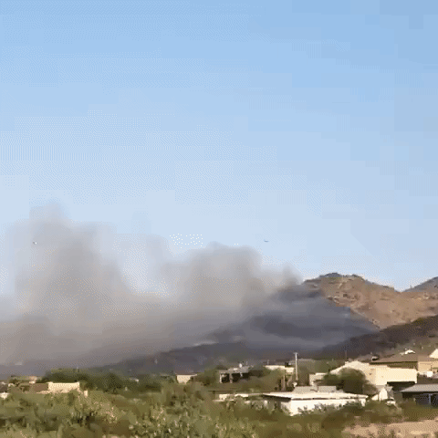 Plane Drops Retardant to Contain Spread of Aquila Fire in Arizona
