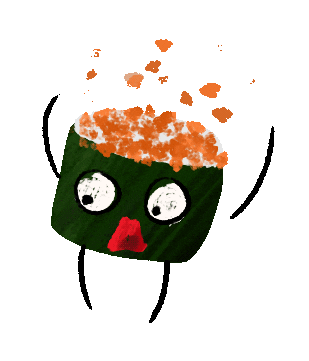 scared sushi Sticker
