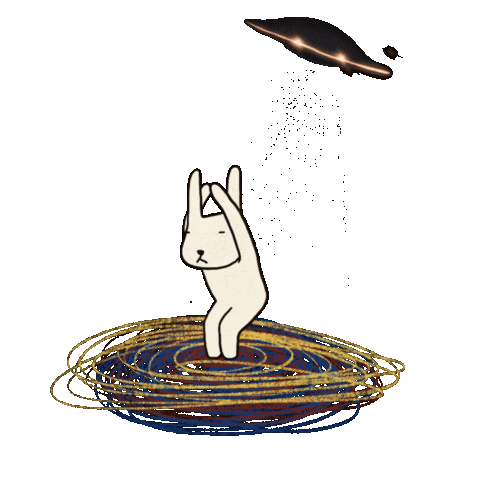 swanzystory giphyupload space bunny yoga Sticker