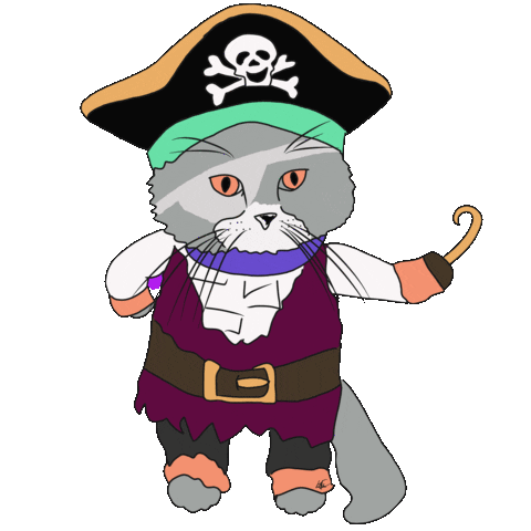 kittydoodling giphyupload cat pirate hook Sticker