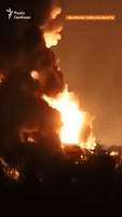 Smoke Rises as Fire Burns at Vasylkiv Oil Depot
