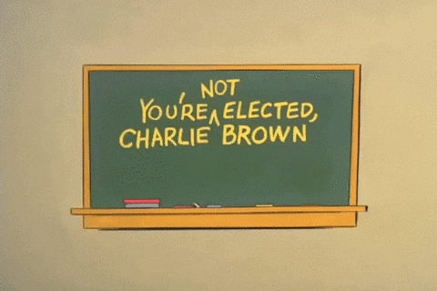 Youre Not Elected Charlie Brown Charles Schultz GIF by Peanuts