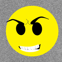 Illustrated gif. Devious smiley face's jaw drops and its long red tongue unfurls like a carpet.