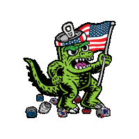 America Dinosaur Sticker by Comics & Brews