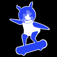 malil_TheAliens blue alien speed skateboard GIF