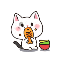 cat eating Sticker