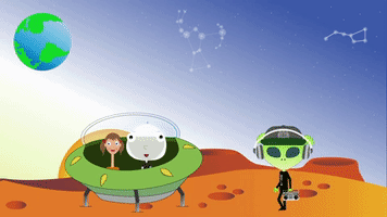 Alien Dance Party | Long Neck Lisa and Big Head Bob ride their spaceship